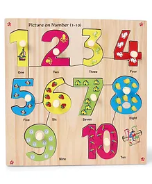 Kinder Creative Wooden Picture On Number With Knobs Puzzle - Multicolor
