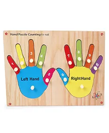 Kinder Creative Wooden Hand Puzzle Counting With Knob Puzzle - Multicolor