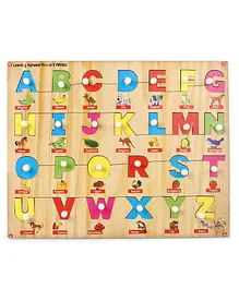 Kinder Creative Wooden Learning Alphabet With Knob Puzzle - Multicolor