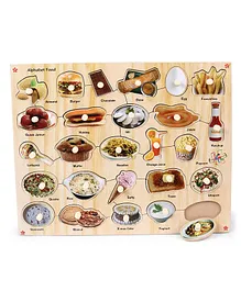 Kinder Creative Wooden Alphabet Food With Knobs Puzzle - Multicolor