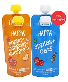 Happa Organic Fruit and Grain Puree Baby Food Pack of 4 - 100 gm each