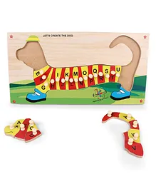 Kinder Creative Wooden Capital Alphabet Dog Lift Out Knob Puzzle - Red & Yellow