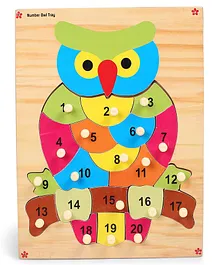 Kinder Creative Wooden Lets Arrange Number Owl With Knobs Puzzle - Multicolor