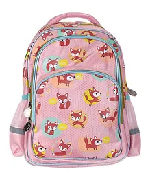 SMJM All Over Fox Printed School Bag Pink - 15.7 Inches