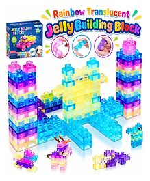 NEGOCIO Rainbow translucent jelly building blocks, interlocking soft sensory blocks, fine motor skills development customizable (40pc set)