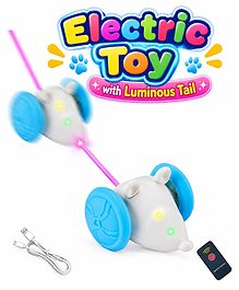 NEGOCIO Electric Cat Toy, Interactive Toy Mouse with Luminous Tail, USB Charging, Cat Toy for Self-Employment, Intelligence Toy for Cats, Smart Flip Cat Toy- PACK OF 1 - COLOR MAY VARY