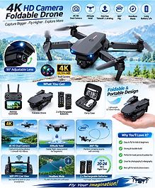 SANJARY Foldable Remote Control Drone with HD Camera, Dual LED Lights, Altitude Hold, Headless Mode, One Key Takeoff Landing, Rechargeable Battery color may vary