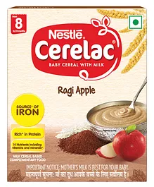 Nestle CERELAC Baby Cereal with Milk Ragi Apple From 8 Months - 300 gm Bag In Box Pack
