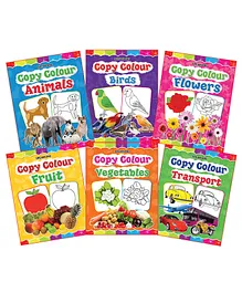 Dreamland Copy Colour 6 Books Pack for Kids - 96 Pages Drawing and Painting Books for Early Learners