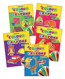 Dreamland Colour With Crayons 5 Books Pack for Kids - Drawing and Colouring Books for Early Learners