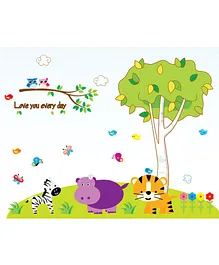 Syga Zoo Theme Wall Sticker - Multicolour