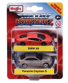 Maisto Metal Kruzers BMW X6 & Porsche Cayman Die Cast Cars Pack of 2 - Orange Silver
