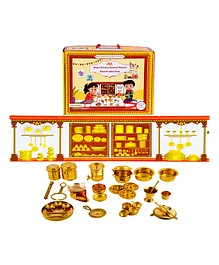 Desi Toys Premium Brass Pretend Play Kitchen Set - 22 Pieces