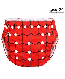 Kassy Pop Reusable Diaper Cover With Cotton Insert Checked - Red