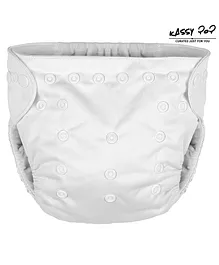 Kassy Pop Reusable Diaper Cover With Cotton Insert - White