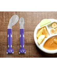 Kassy Pop Baby Feeding Silicone Spoon Panda Face Pack of 2 - Purple