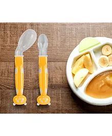 Kassy Pop Baby Feeding Silicone Spoon Panda Face Pack of 2 - Yellow