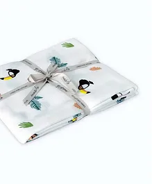Masilo Tropical Toucan Organic Fitted Cot Sheet - White