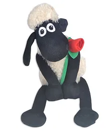 Shaun the Sheep Soft Toy With Rose Flower White & Black - Length 24 cm