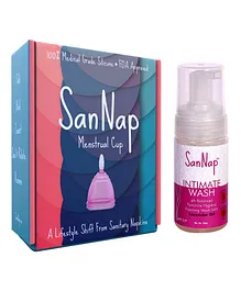 SanNap FDA Approved Menstrual Cup Medium & Intimate Foaming Wash 100 ml
