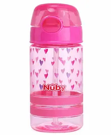 Nuby Flip It Sipper Bottle With Straw Pink - 360 ml