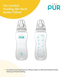 Pur Comfort Feeding Slim Neck Transparent Bottle - 250 ml