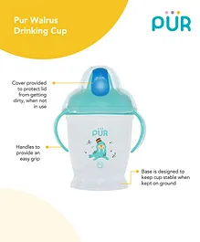 Pur Twin Handle Drinking Cup Walrus Print Blue - 250 ml