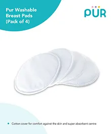 Pur Washable Cotton Breast Pads Pack Of 4 - White