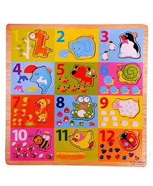 Vibgyor Vibe Wooden Self Corrective Numbers Pegged Puzzle Toy  - Multicolor