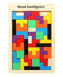 Vibgyor Vibes Wooden Tetris Puzzle Toy - 40 Pieces 