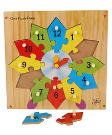 Kinder Creative Clock With Knobs Puzzle Flower Shape - Multicolor