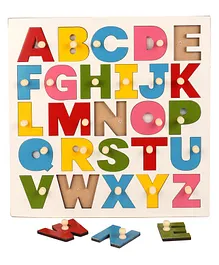 Kinder Creative Wooden My Big Capital Alphabet Painted With Knobs Puzzle - Multicolor