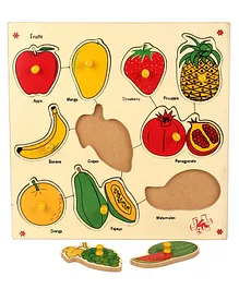 Kinder Creative Wooden 10 Fruits With Knobs Puzzle (Color May Vary)