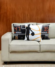 HouseThis Basket Ball Set Of 3 Cushion Covers - Black