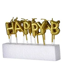 Shopperskart Happy Birthday Candles Golden - Pack of 13