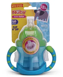 Nuby Flip N Sip Cup With Twin Handle Blue - 240 ml
