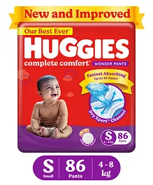 Huggies Wonder Pants Small (S) Size Baby Diaper Pants India's Fastest Absorbing Diaper - 86 Pieces