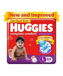 Huggies Wonder Pants Large (L) Size Baby Diaper Pants - 64 Pieces