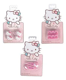 Hello Kitty Hair Rubber And Snap Clips With Hair Clips Pack of 3 - White Pink