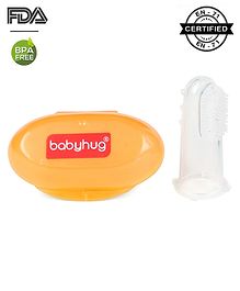 Babyhug Silicone Finger Brush With Case - Orange