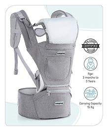 Babyhug Harmony 9-in 1 Hip Seat cum Baby Carrier - Grey