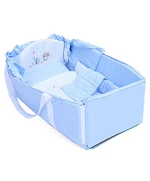 Baby Carry Cot Bunny Embroidery - Blue