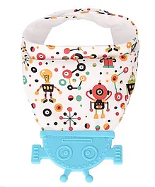Vismiintrend Baby Bandana Drool Bib With Attached Teether Robot Print - Blue