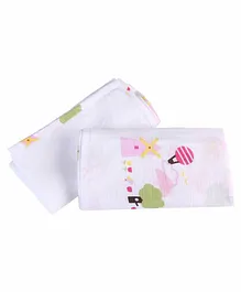 My Milestones 3 in 1 Muslin Swaddle Wrapper Pack of 2 (Size 41x41 Inches) Dutch Country Print - Pink & White