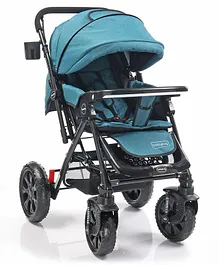 Babyhug Melody Stroller With Reversible Handle & Canopy - Blue (Sea Green shade)