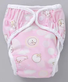 Paw Paw Small Reusable Diaper With Insert Walrus Print  - Pink