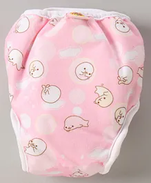 Paw Paw Reusable Diaper with Insert Walrus Print Medium - Pink