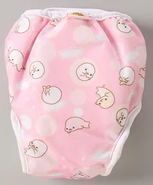 Paw Paw Reusable Large Diaper With Insert Walrus Print - Pink 