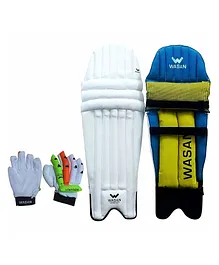Wasan Cricket Batting Leg Guard And Gloves - Green