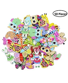 Syga Wooden Sewing Buttons Multicolor - 50 Pieces